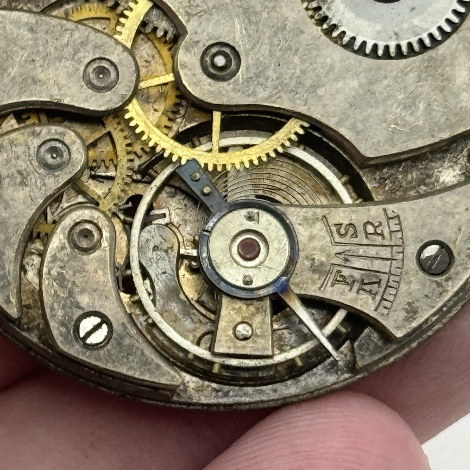 41.4mm Unidentified Thin 7 Jewels Vintage Pocket Watch Movement PARTS REPAIR