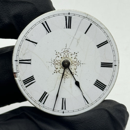 35.1mm Beautiful Patterned Dial Cylinder Pocket Watch Movement FOR PARTS