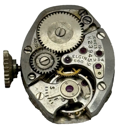 Elgin 660 Watch Movement 17 Jewels USA Vintage American Parts Repair 14.3mm