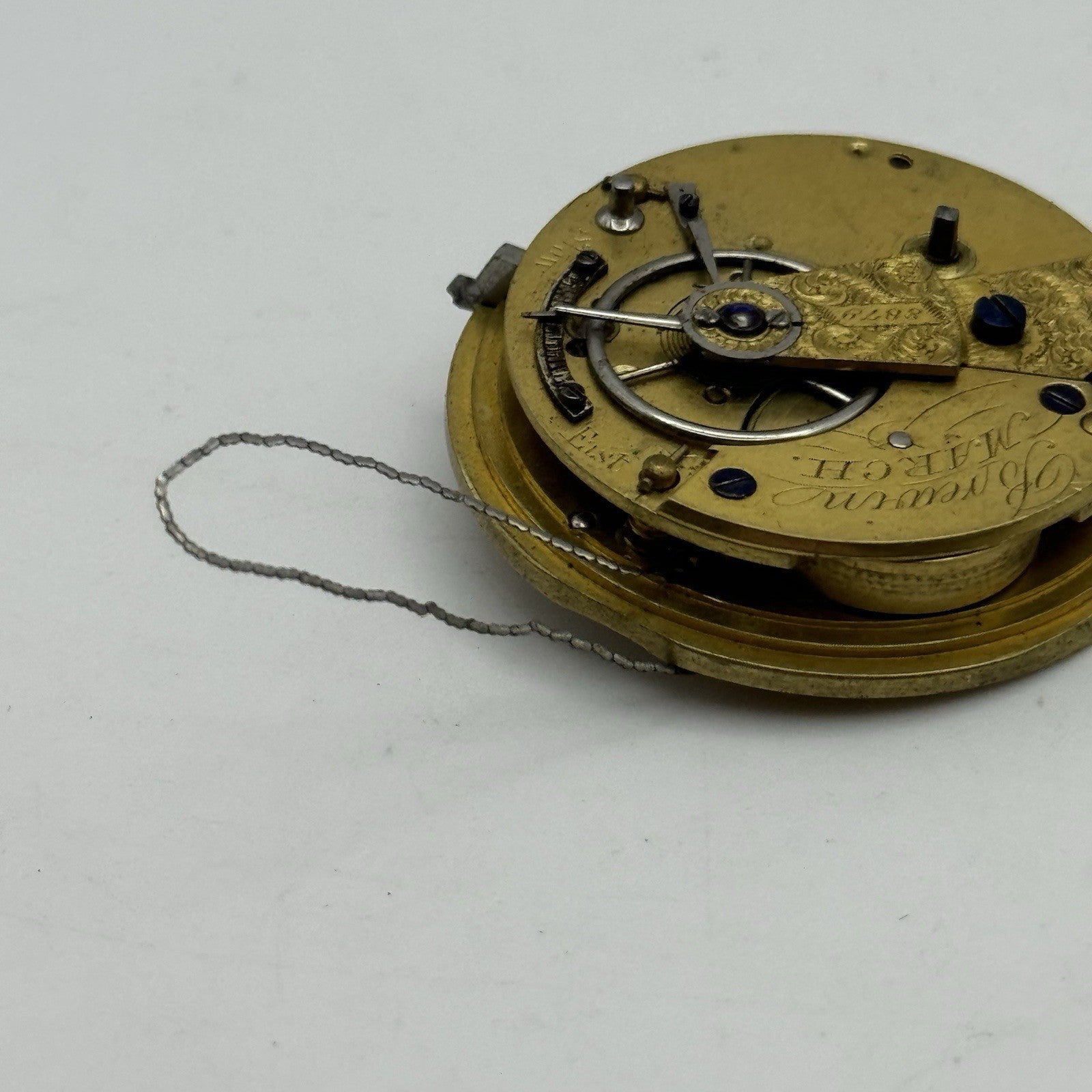 36.2mm Antique Brewin March English Fusee Pocket Watch Movement - PARTS