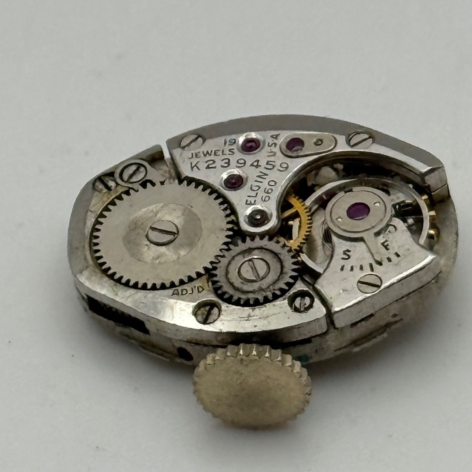 Elgin 660 Watch Movement 17 Jewels USA Vintage American Parts Repair 14.3mm