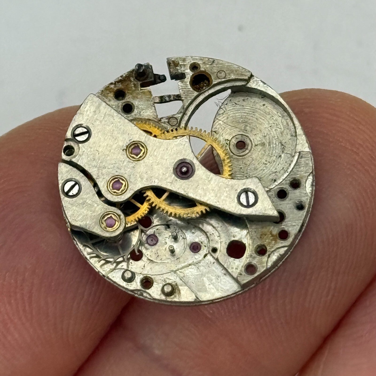 19.7mm Vintage OM Otto Meyer 140 Partial Manual Wind Watch Movement PARTS REPAIR
