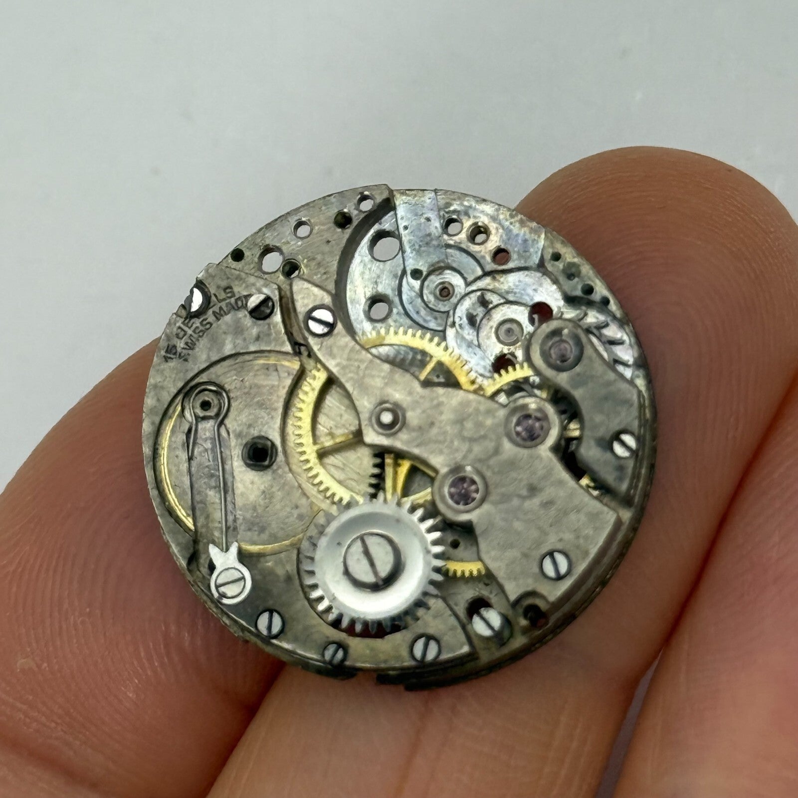 23.7mm Vintage AS 340 A Schild Partial Manual Wind Watch Movement PARTS REPAIR
