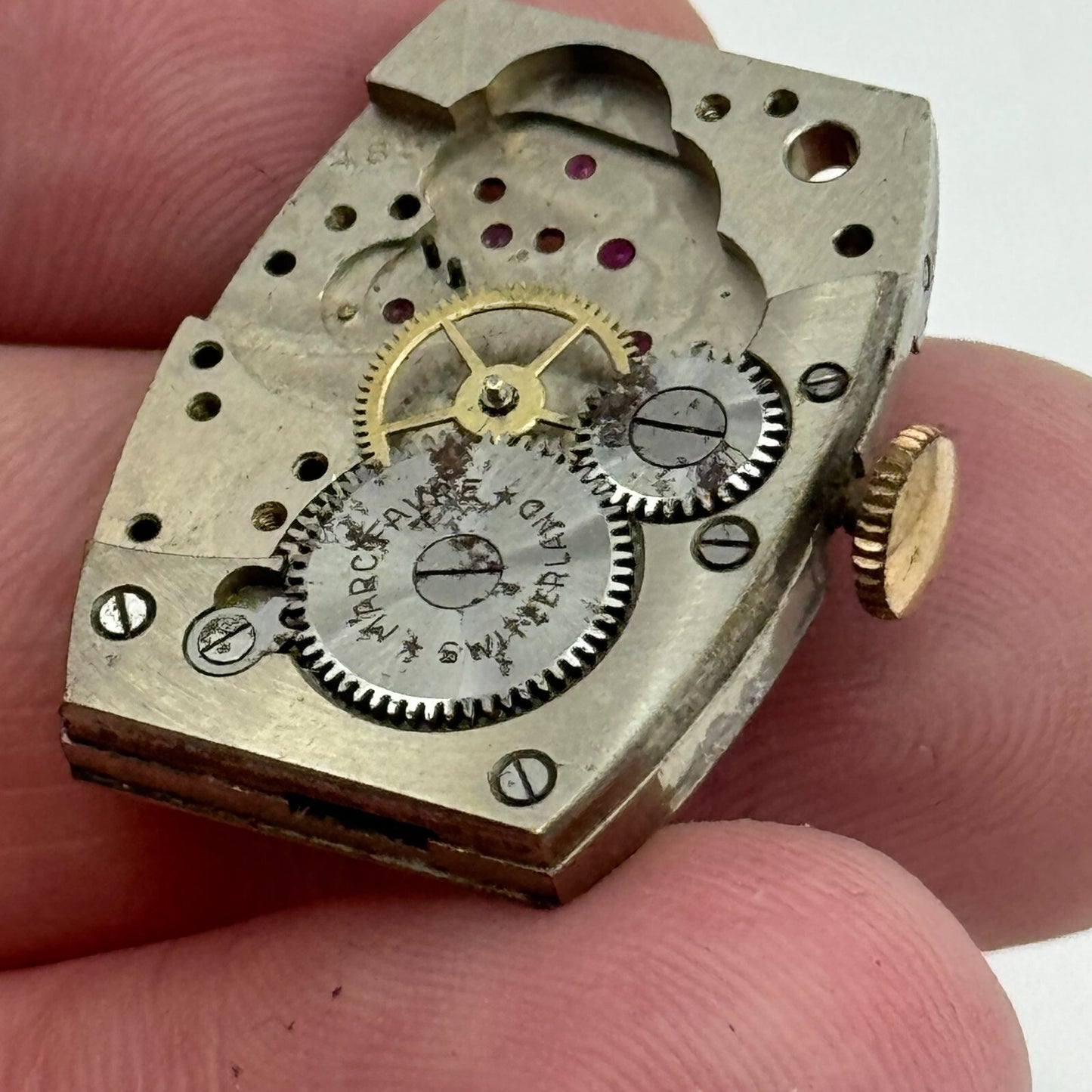 20mm Men's Marc Favre Cal 485 Manual Wind Swiss Tank Watch Movement PARTS SPARES