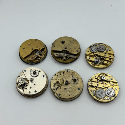 Bundle Of 6 Mixed Antique / Vintage Pocket Watch Movements PARTS REPAIR SPARES
