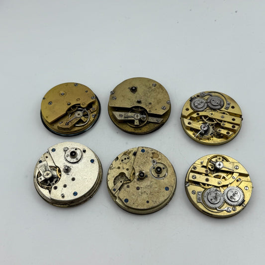Bundle Of 6 Mixed Antique / Vintage Pocket Watch Movements PARTS REPAIR SPARES