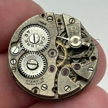 23.6mm Calibre 34 Swiss 15 Jewels Manual Wind Watch Movement Vintage PARTS SPARE