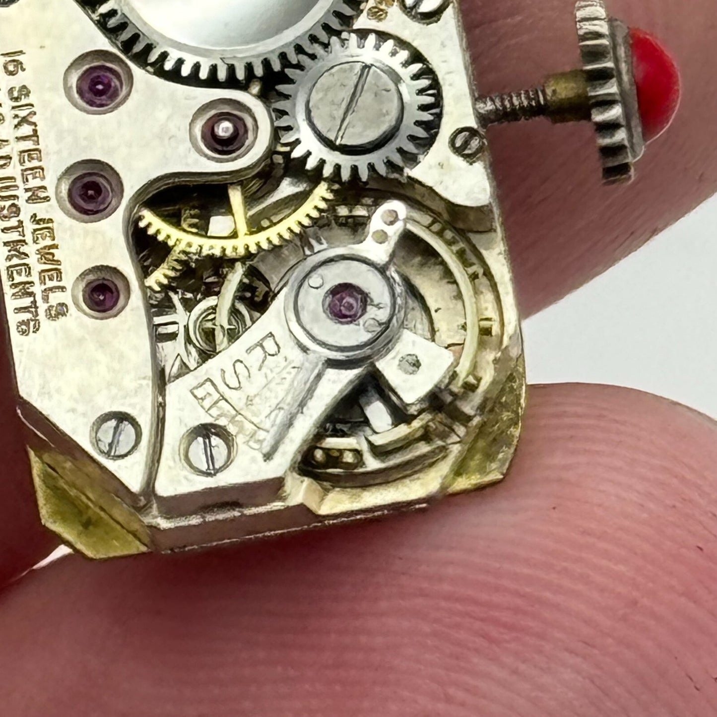 13mm Running Muro Watch Co Art Deco Manual Wind Red Crown Watch Movement PARTS