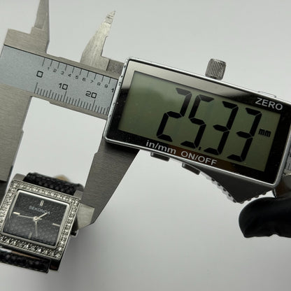 Sekonda Ladies Quartz Watch Black Dial Crystal Accents Bezel Japan Working 25mm