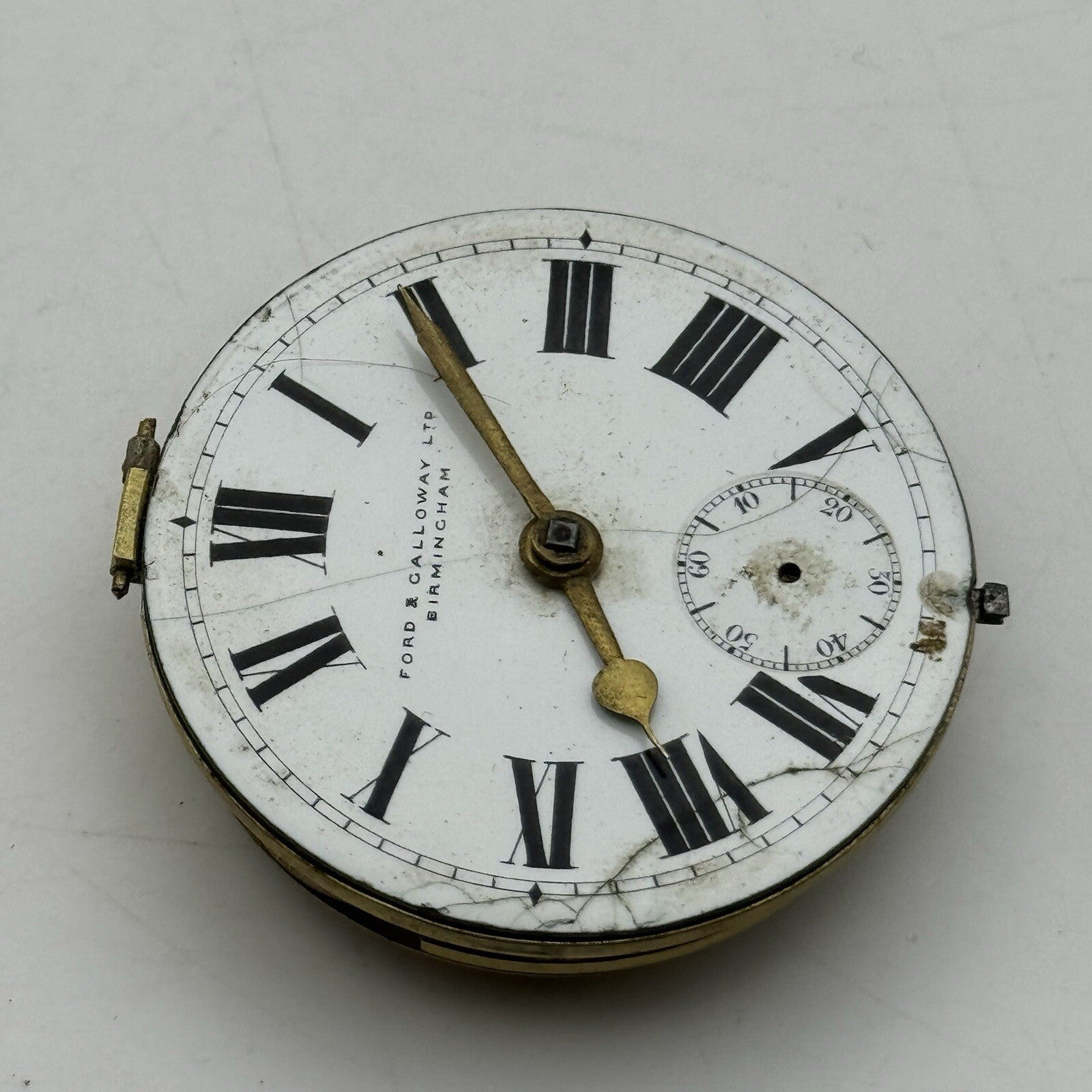 43.1mm Ford & Galloway LTD Birmingham Pocket Watch Movement FOR PARTS