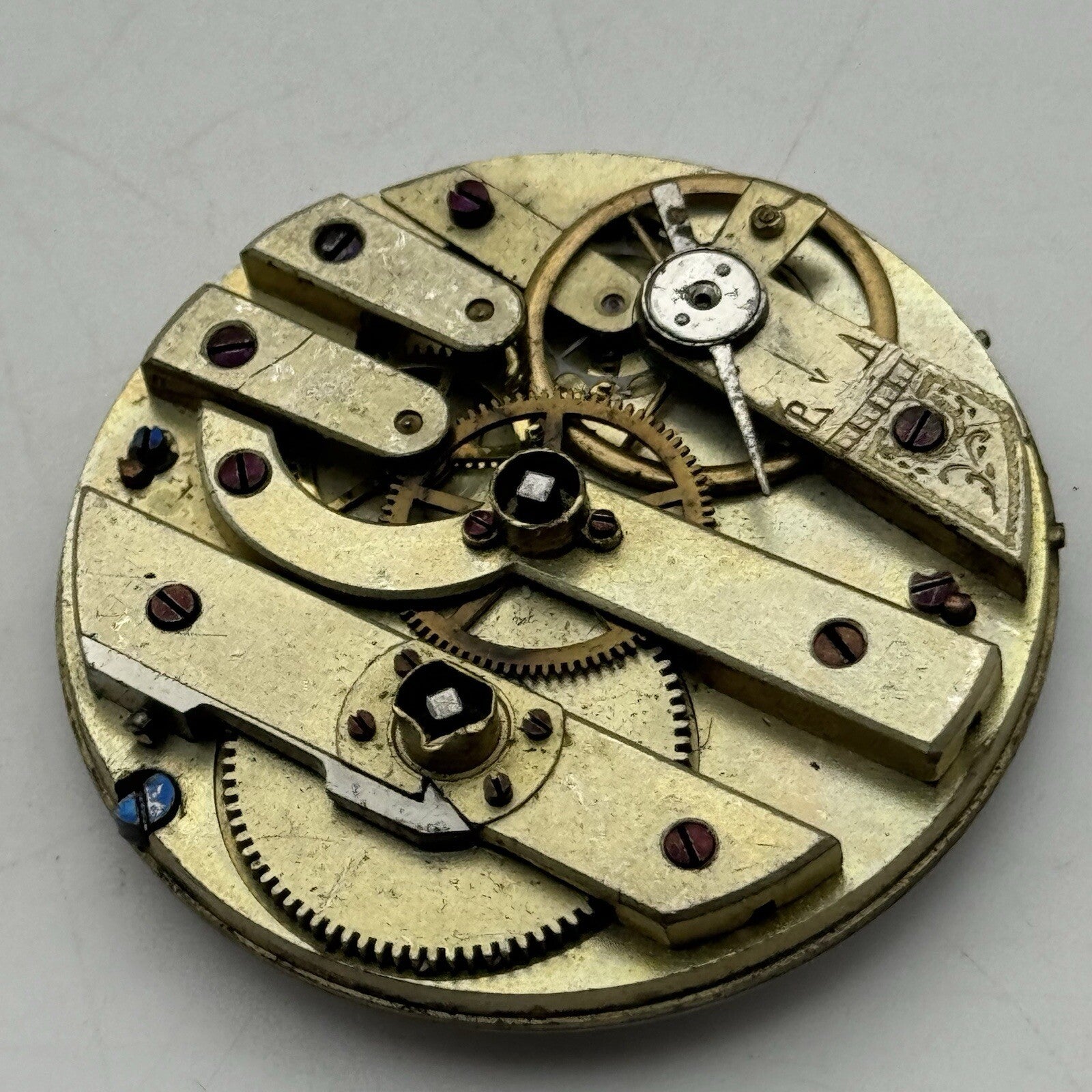 40.8mm Antique Key Wound Beautiful Dial Pocket Watch Movement FOR PARTS