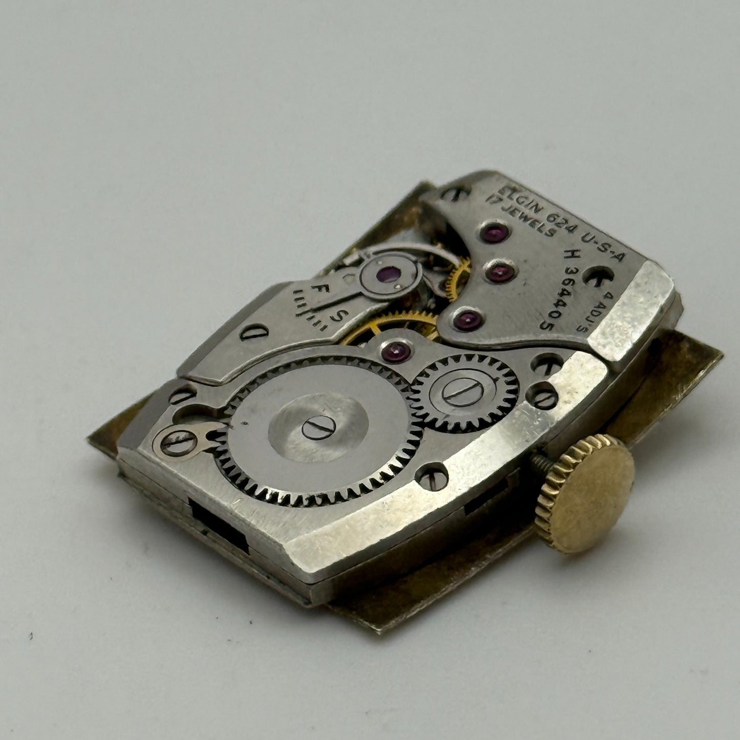 1950 Vintage 15/0s Elgin De Luxe 624 Model 2 American Watch Movement for PARTS