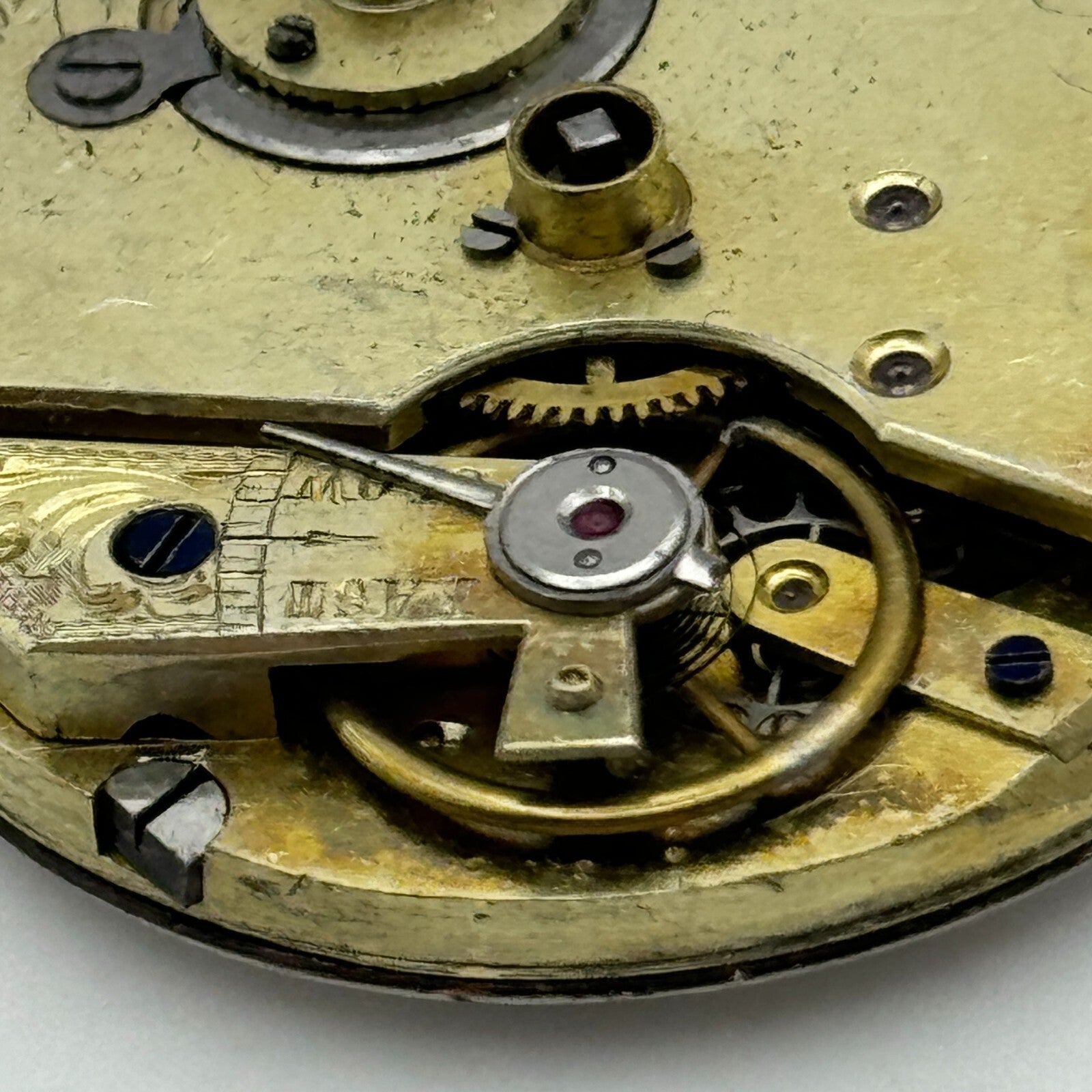 36.3mm Antique Stewart Dawson Co Liverpool Key Wound Pocket Watch Movement PARTS
