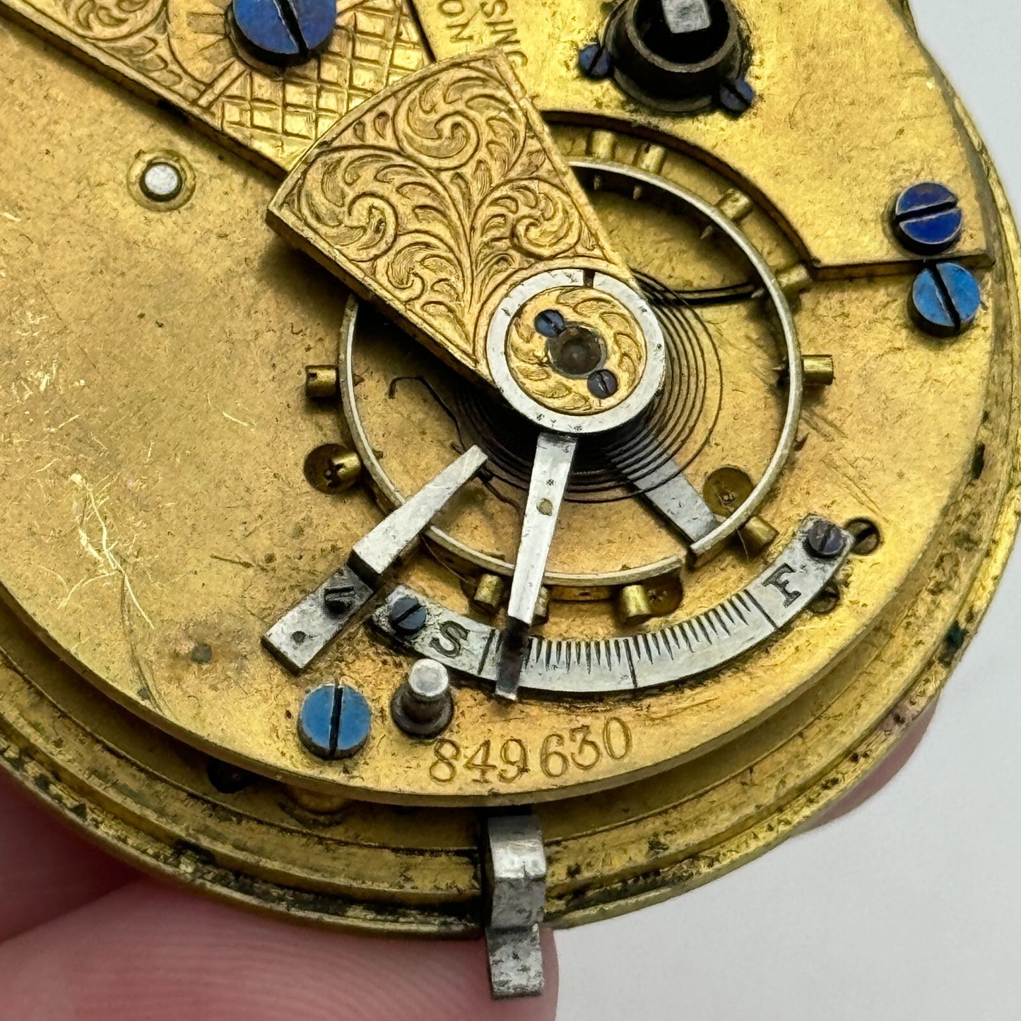 44.6mm Antique Reversing Pinion Key Wound English Pocket Watch Movement PARTS