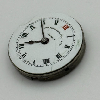 22mm Sir John Bennett London Trench Watch Movement Manual Wind Swiss FOR PARTS