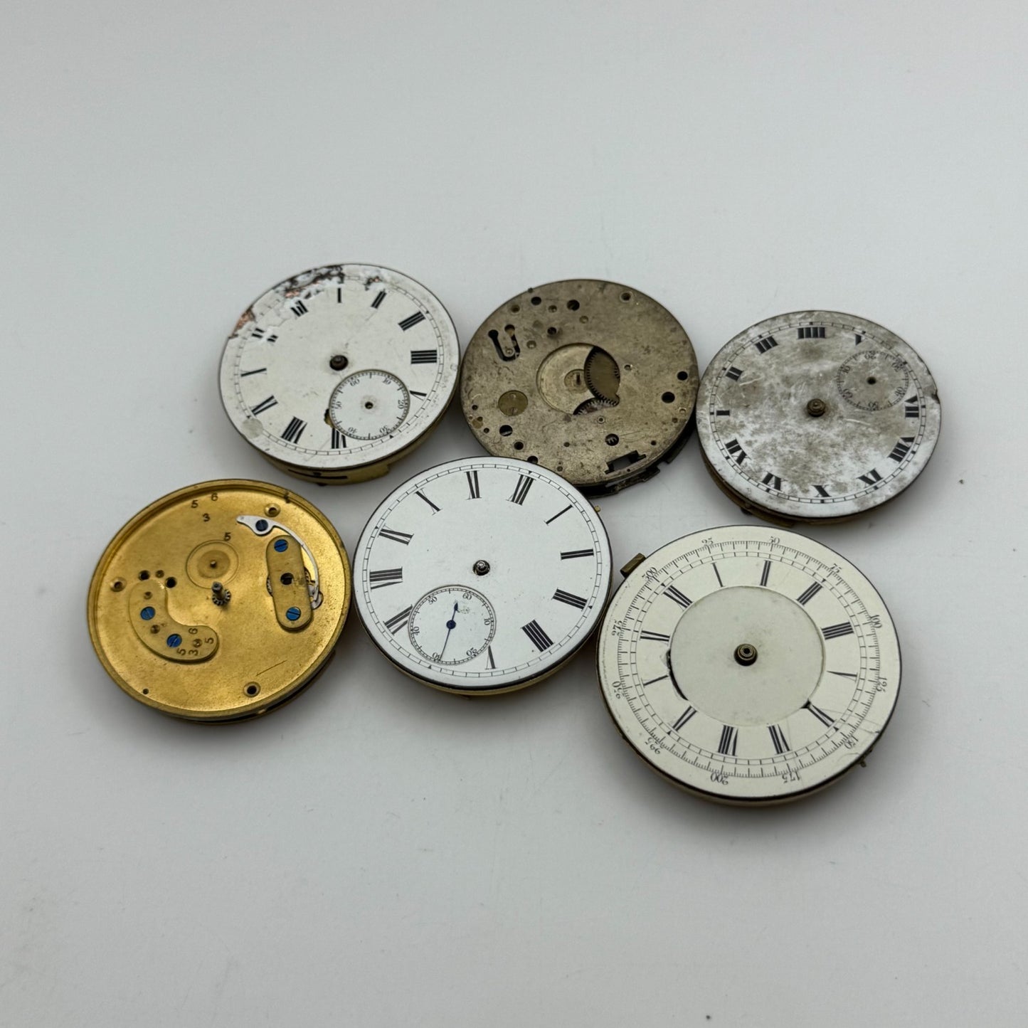 Bundle Of 6 Mixed Antique / Vintage Pocket Watch Movements PARTS REPAIR SPARES