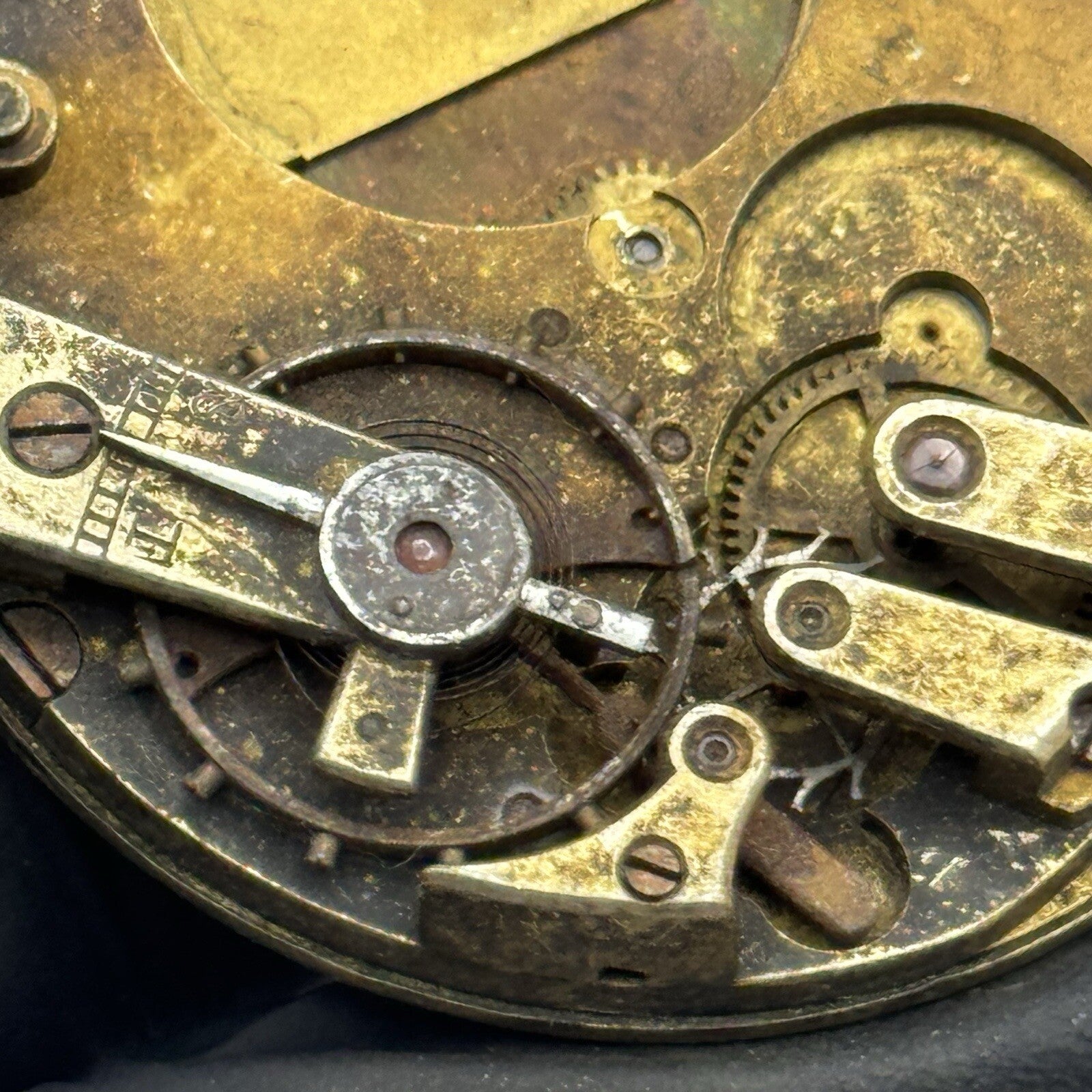45.6mm Unidentified Beautiful Dial Partial Pocket Watch Movement FOR PARTS