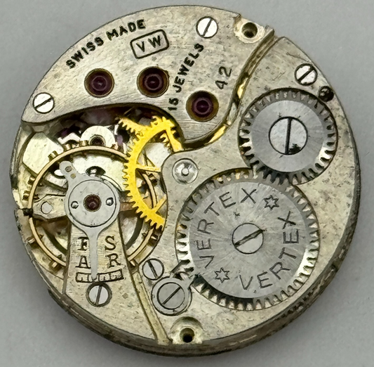 19.6mm Vertex Revue VW Cal 42 Trench Style Watch Movement Manual Wind PARTS
