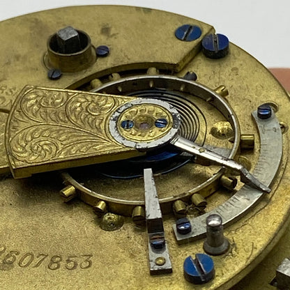 46.4mm Antique Key Wound Pocket Watch Movement PARTS REPAIR SPARES