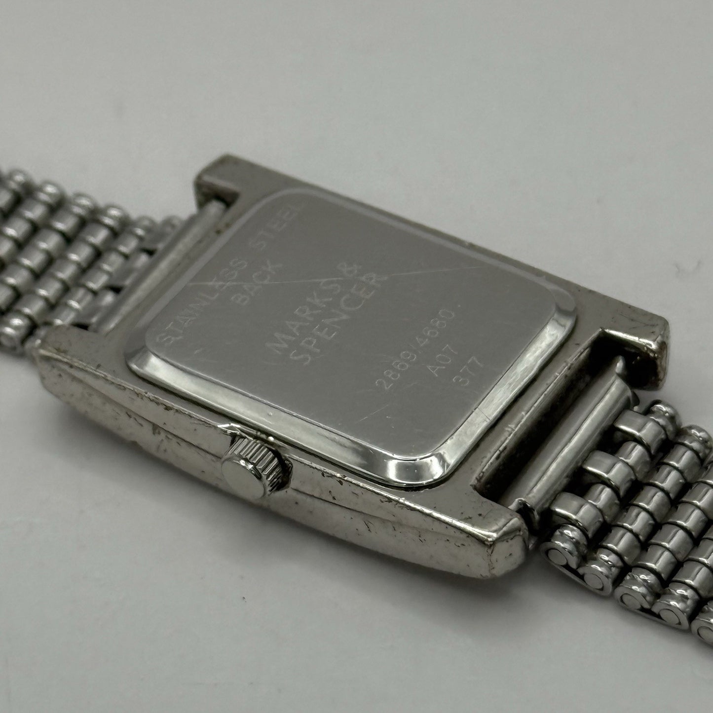 20mm Working Ladies M&S Silver Tone Jewelled Quartz Watch Broken Strap