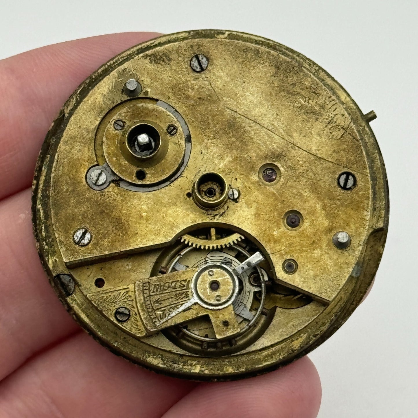 46.8mm Antique Unidentified Key Wound Pocket Watch Movement PARTS REPAIR SPARES