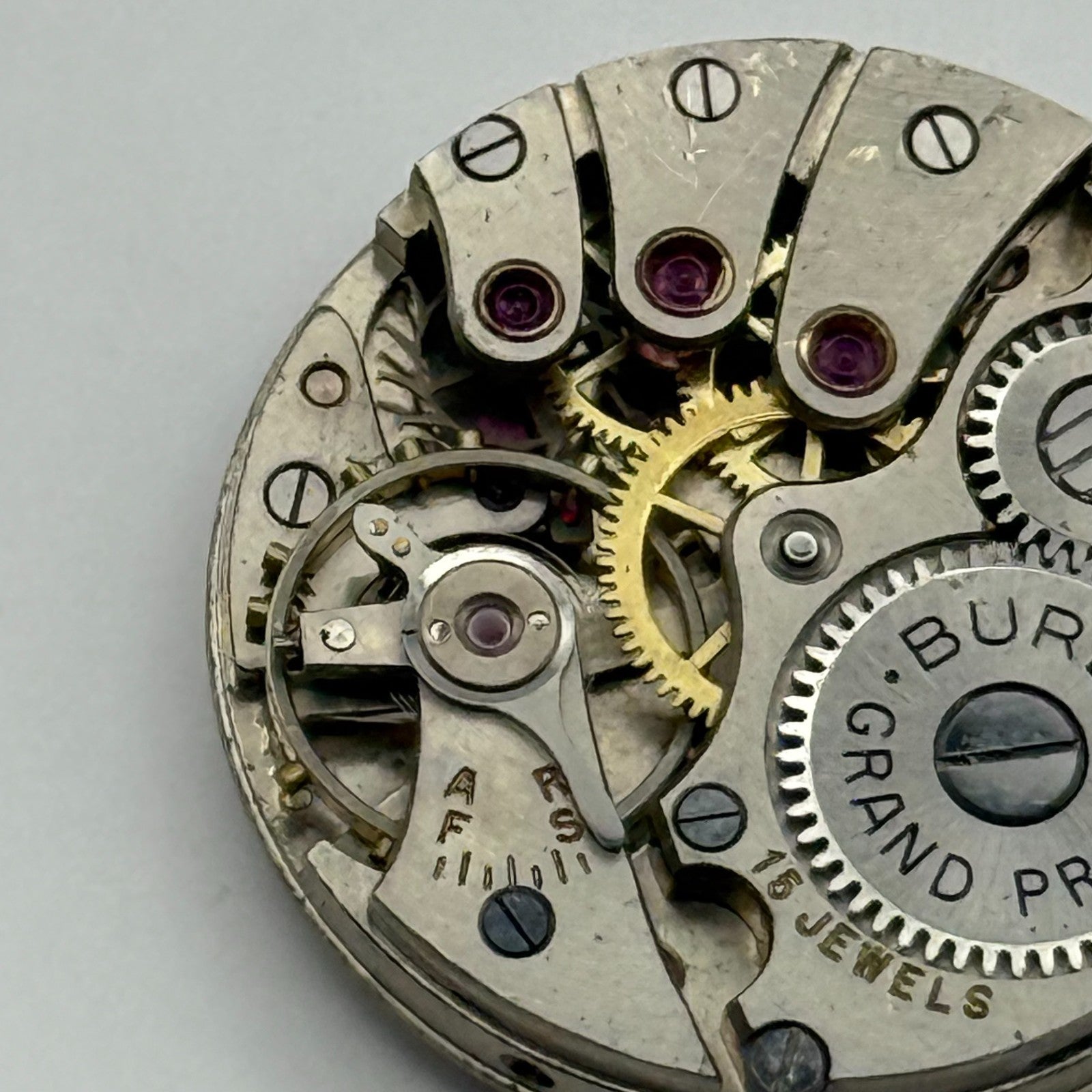 Buren 410 Grand Prix Watch Movement Manual Wind Vintage Parts Repair 23.6mm