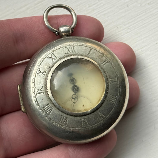 10 Tros 5 Levees En Rubis Antique Pocket Watch & Outer Case Ticking To Repair