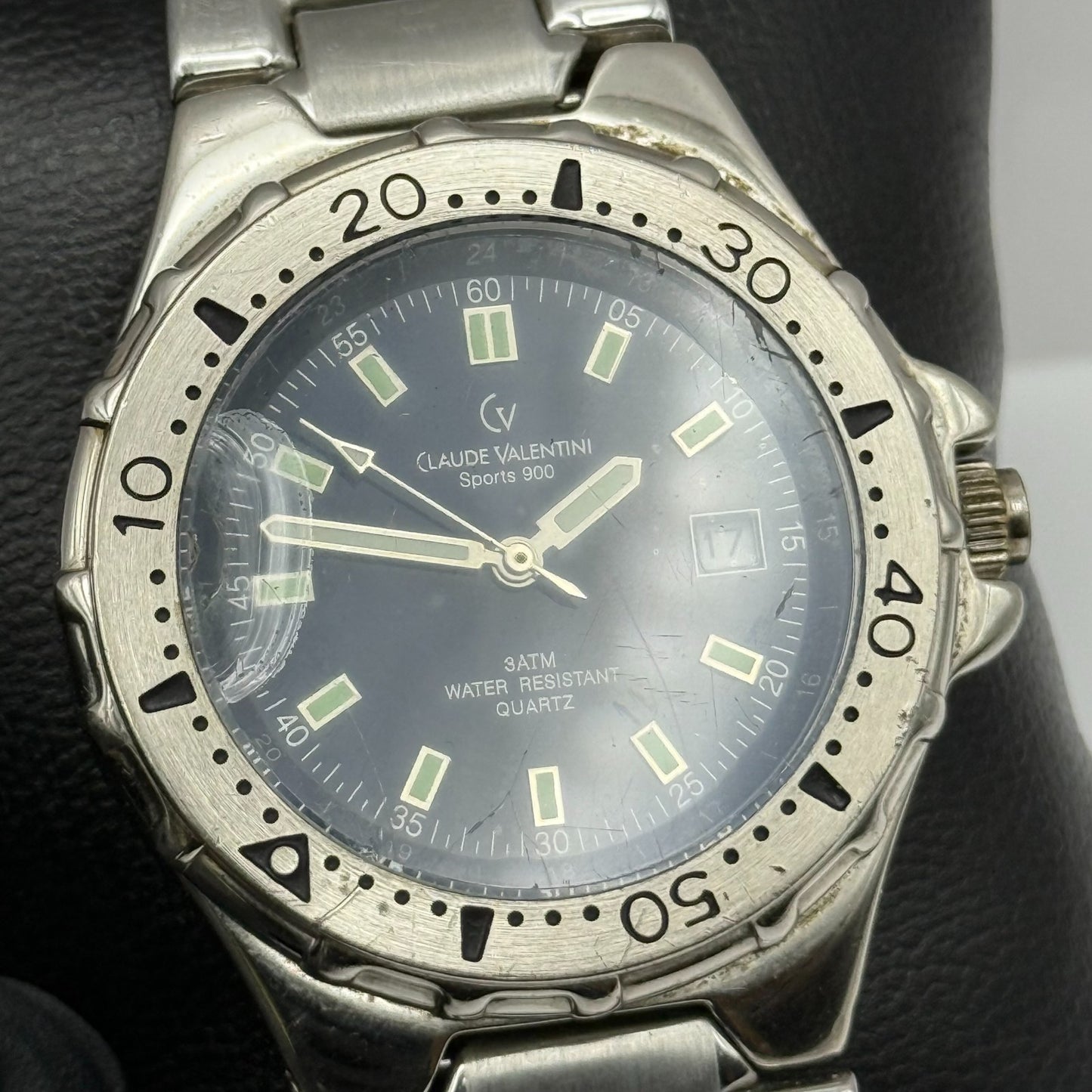 Claude Valentini Sports 900 Men’s Quartz Watch Date Steel Bracelet Working 39mm