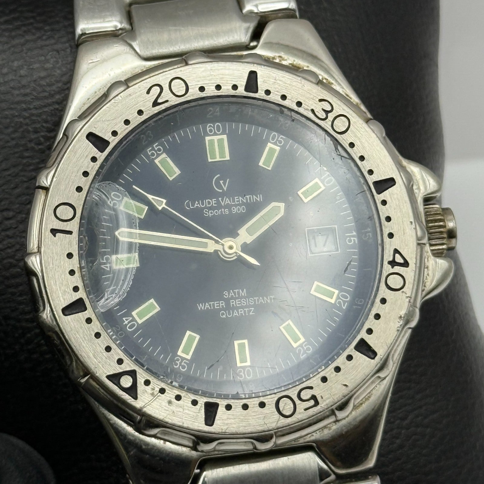 Claude Valentini Sports 900 Men’s Quartz Watch Date Steel Bracelet Working 39mm