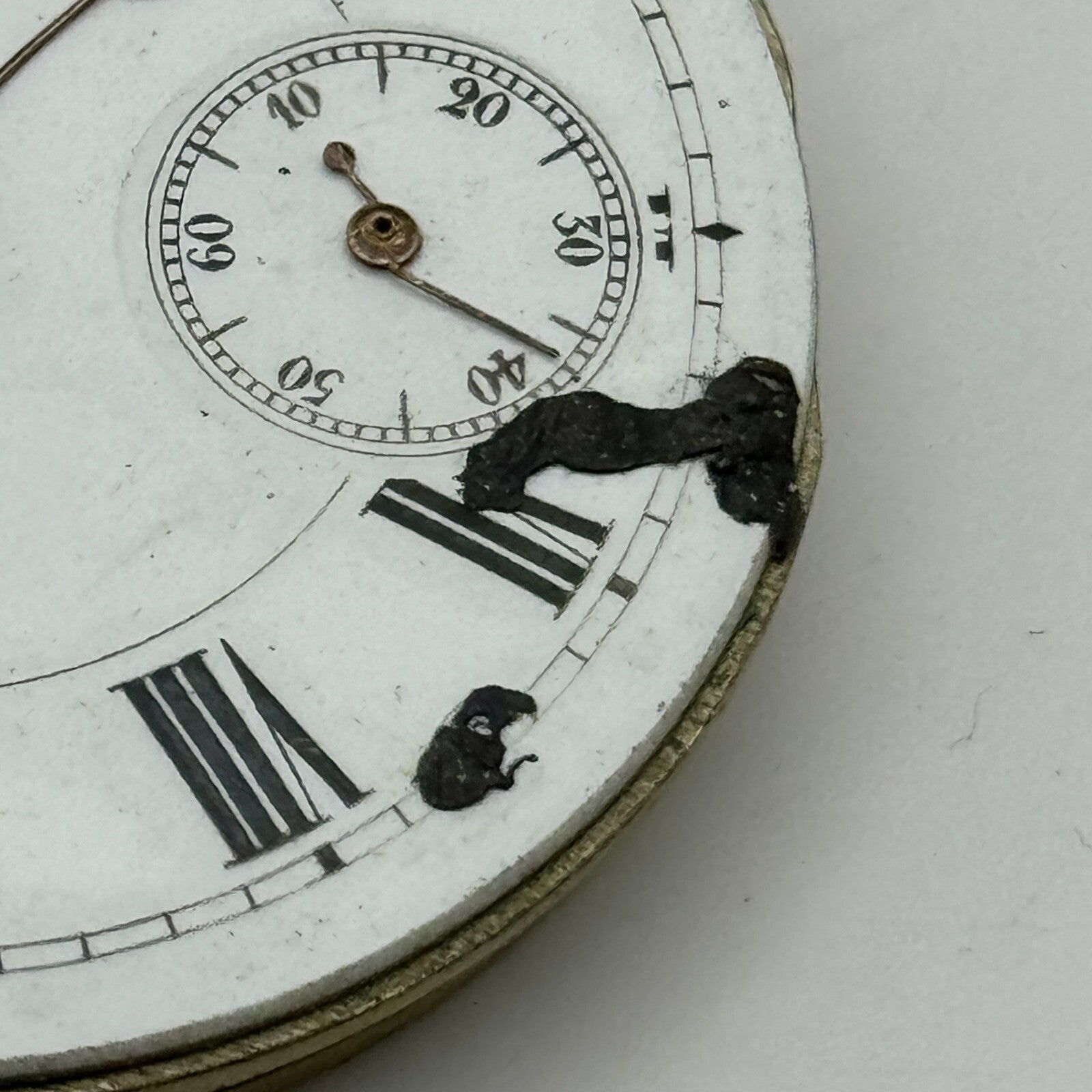 42.7mm Antique Key Wound Sub Seconds Pocket Watch Movement PARTS SPARES REPAIRS