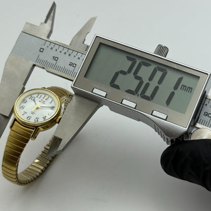 23mm Working Vintage Ladies Timex Indiglo Gold Plated Quartz Watch New Battery
