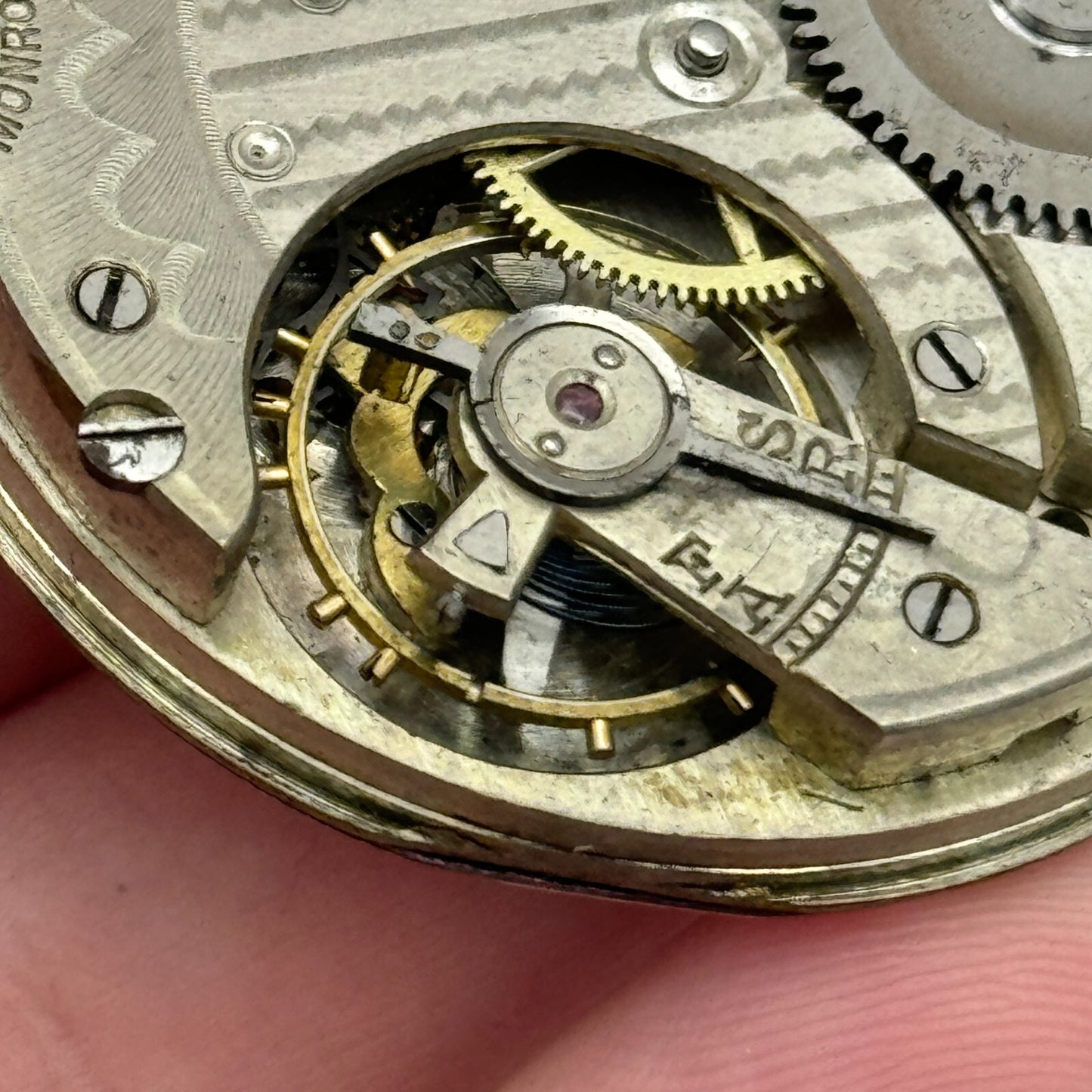 43mm Monroe Watch Co Sub Seconds Vintage Hunter Pocket Watch Movement PARTS