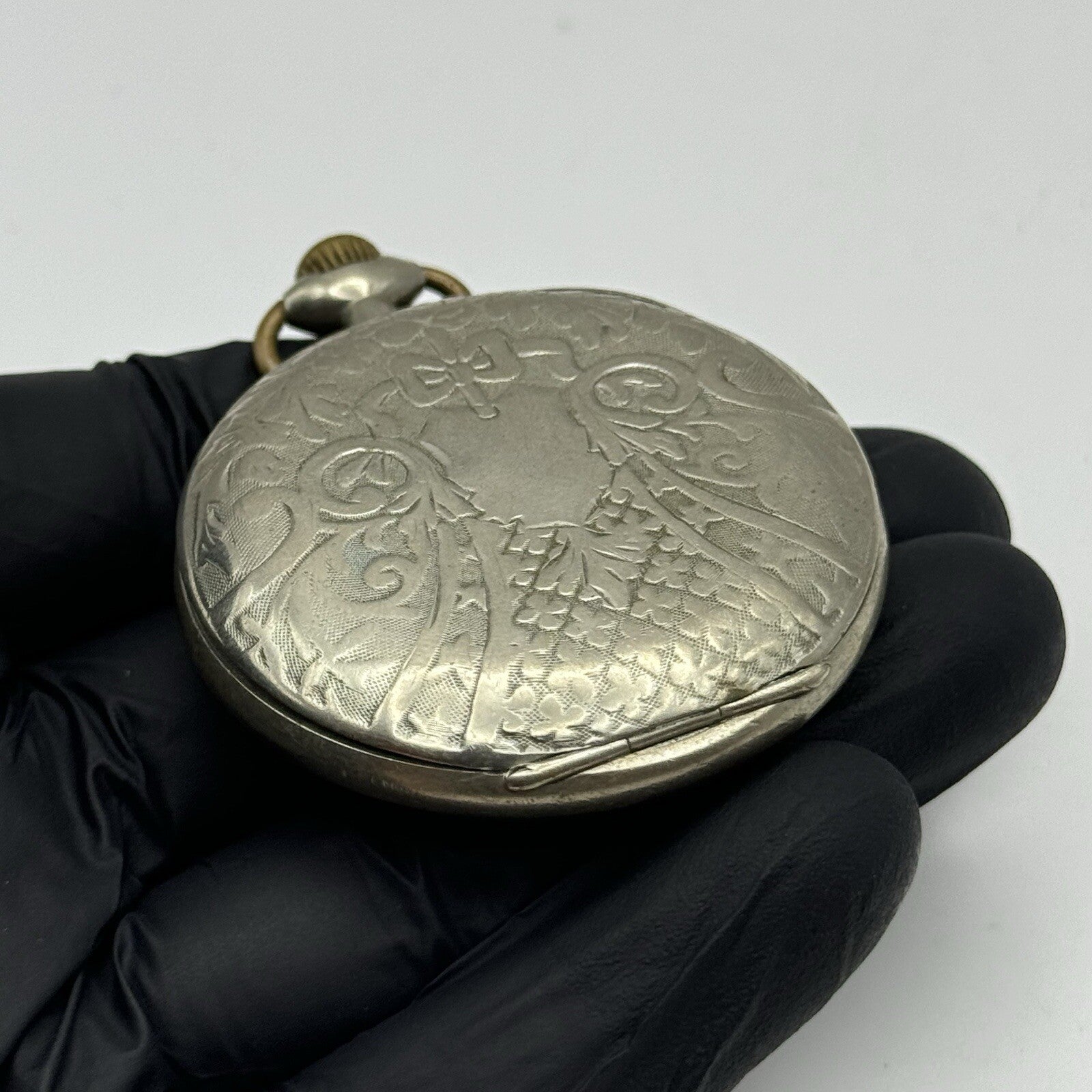 50mm Runs But Stops Antique Art Deco Case Pin Set Argentan Quality Pocket Watch