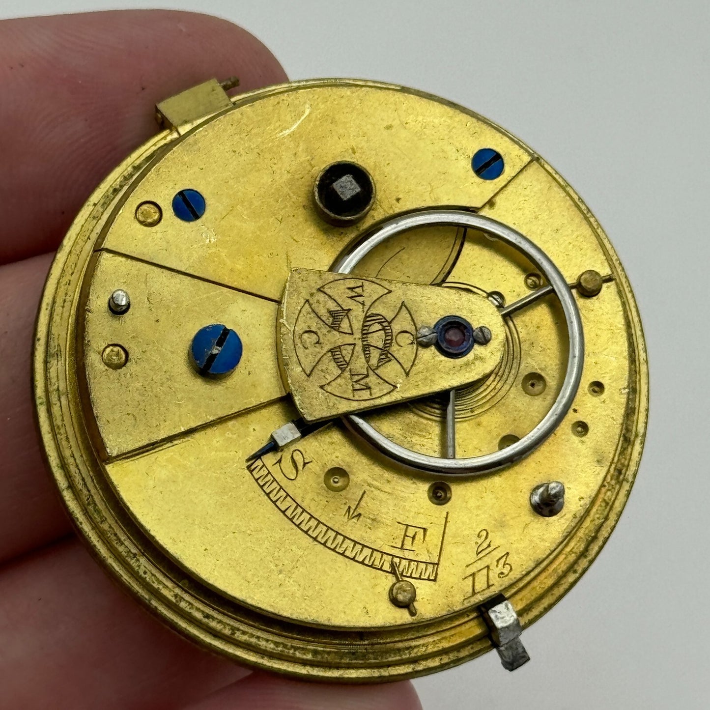 42.9mm Antique CWMC/S Wigston Coventry Cooperative Pocket Watch Movement PARTS
