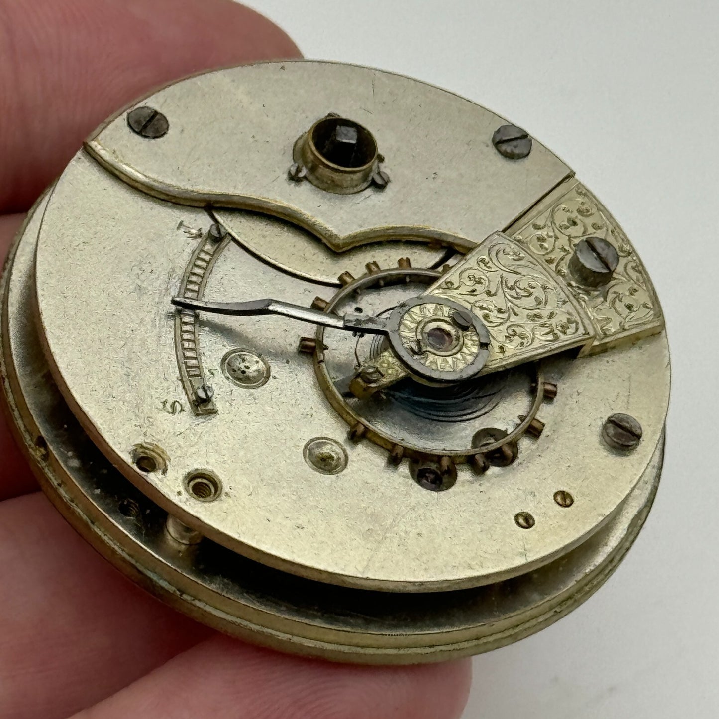 45.7mm Antique H Samuel Fleurier Key Wound Pocket Watch Movement PARTS REPAIR