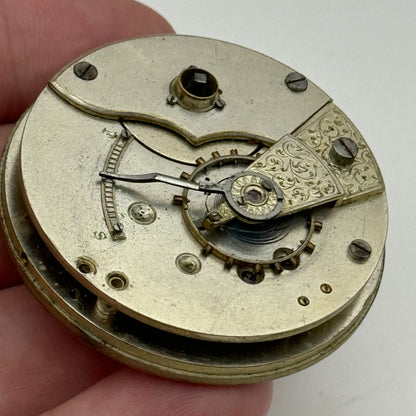 45.7mm Antique H Samuel Fleurier Key Wound Pocket Watch Movement PARTS REPAIR