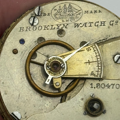 45.8mm Antique Brooklyn Watch Co BWC Key Wound Pocket Watch Movement PARTS
