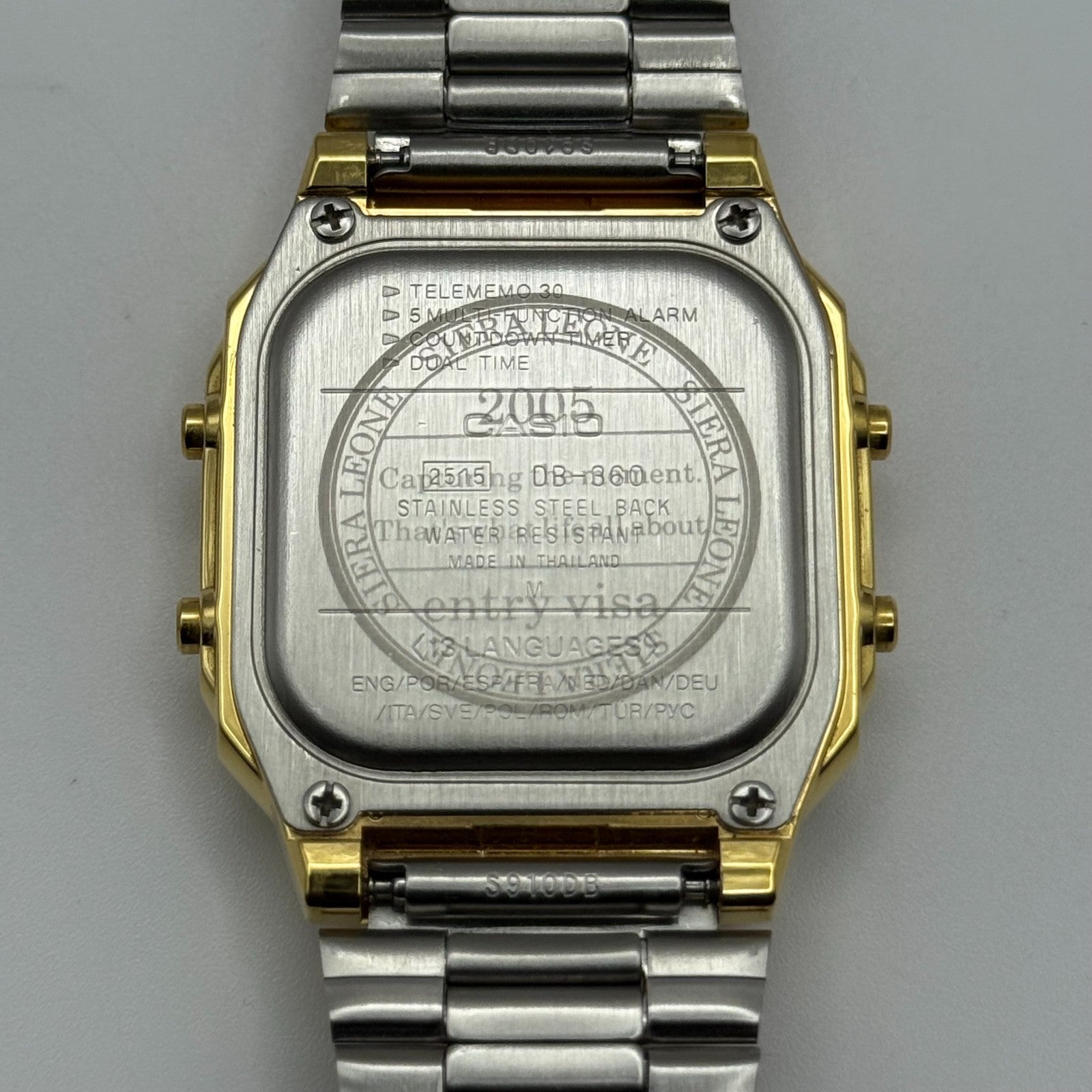 Casio Men’s Illuminator Quartz Watch Data Bank Dual Time Gold Tone Working 35mm