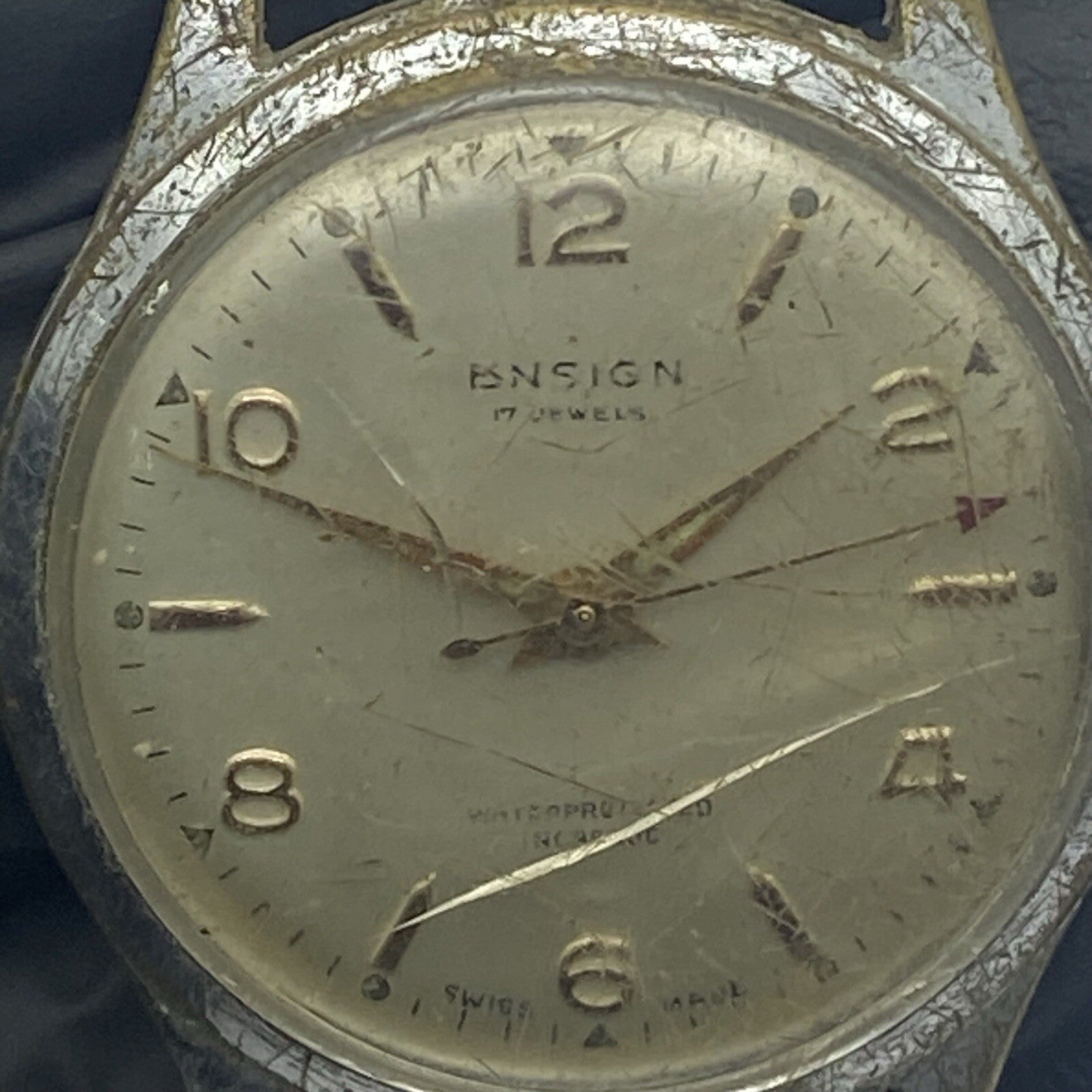 32mm Manual Wind Ensign Sweep Seconds Hand Watch NON WORKING FOR PARTS