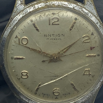 32mm Manual Wind Ensign Sweep Seconds Hand Watch NON WORKING FOR PARTS