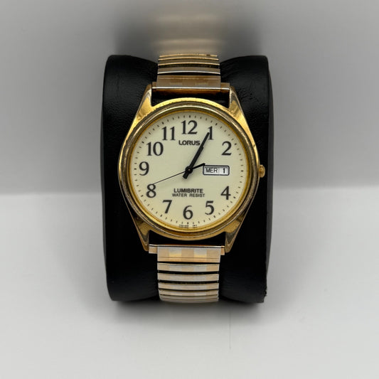 Lorus Lumibrite Ladies Quartz Watch Date Dial Stretch Band Japan Working 37mm