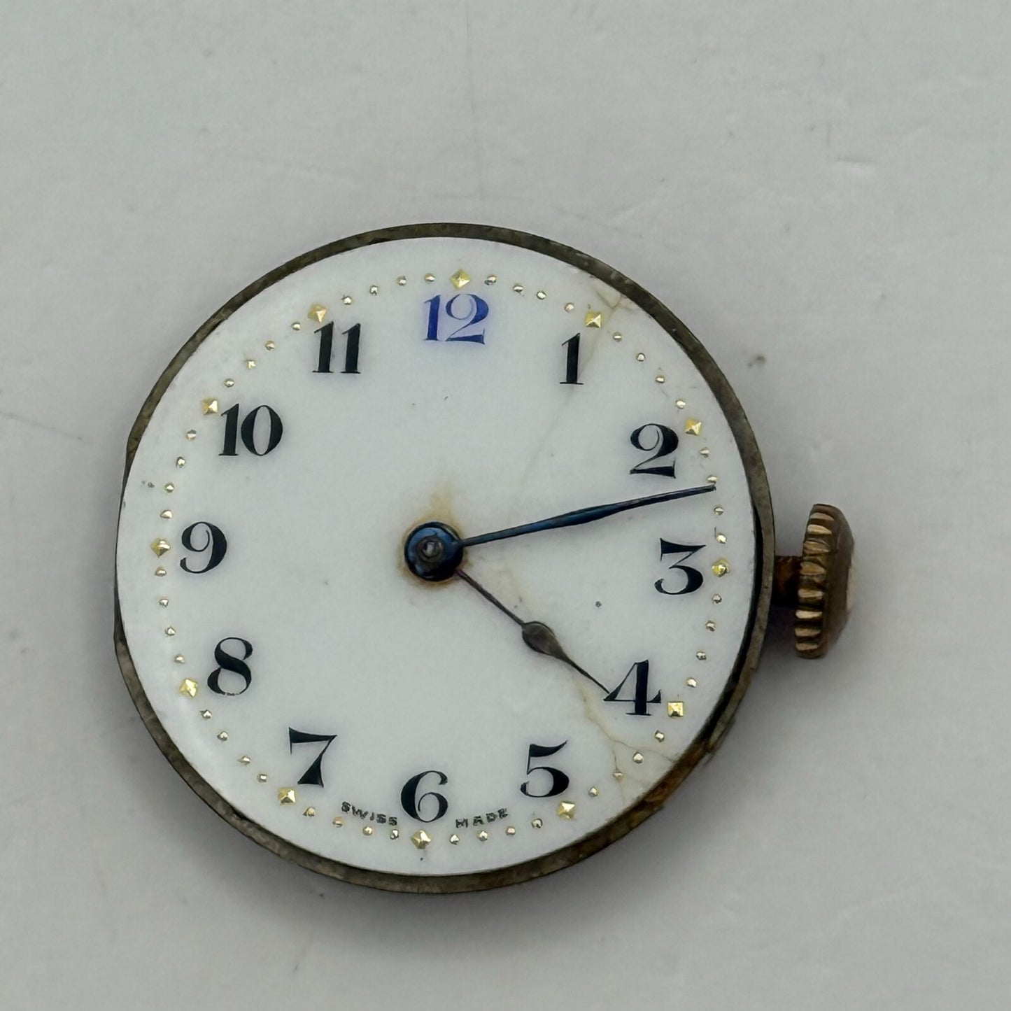 23.6mm Vintage Visible 15 Jewels Trench Watch Movement Manual Wind PARTS REPAIR