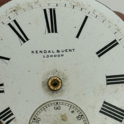 43mm Antique Kendal & Dent London Key Wound Balance Ok Pocket Watch Movement