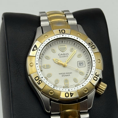 31mm Working Vintage Rare Casio LD-721 Two Tone Date 20Bar Quartz Watch 6 Inches