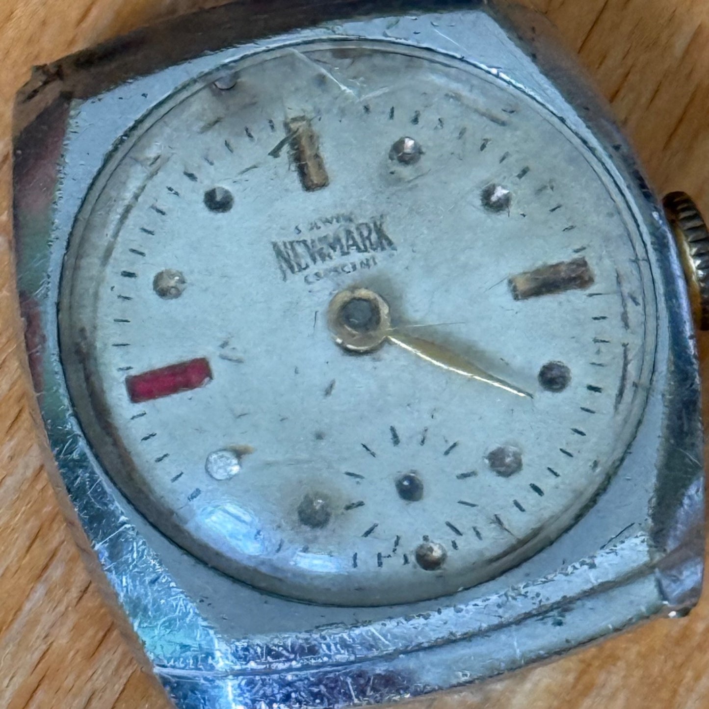 25mm Vintage Hinged Case Newmark Crescent England Nickel Chrome JD Watch PARTS