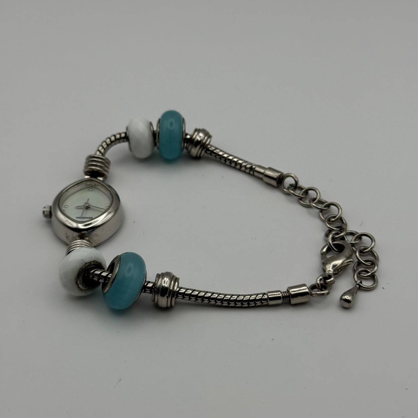 Sekonda Ladies Quartz Watch MOP Dial Beaded Design Bracelet Japan Working 20mm