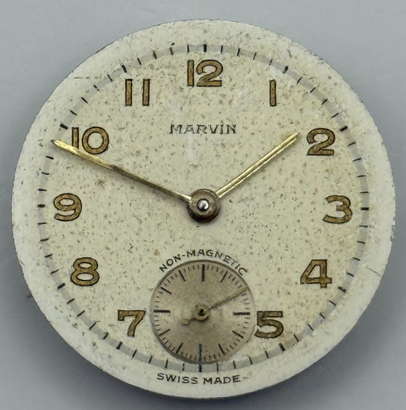 Marvin 17 Jewels Non Magnetic Watch Movement Manual Wind Vintage Parts 23.2mm