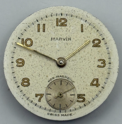 Marvin 17 Jewels Non Magnetic Watch Movement Manual Wind Vintage Parts 23.2mm