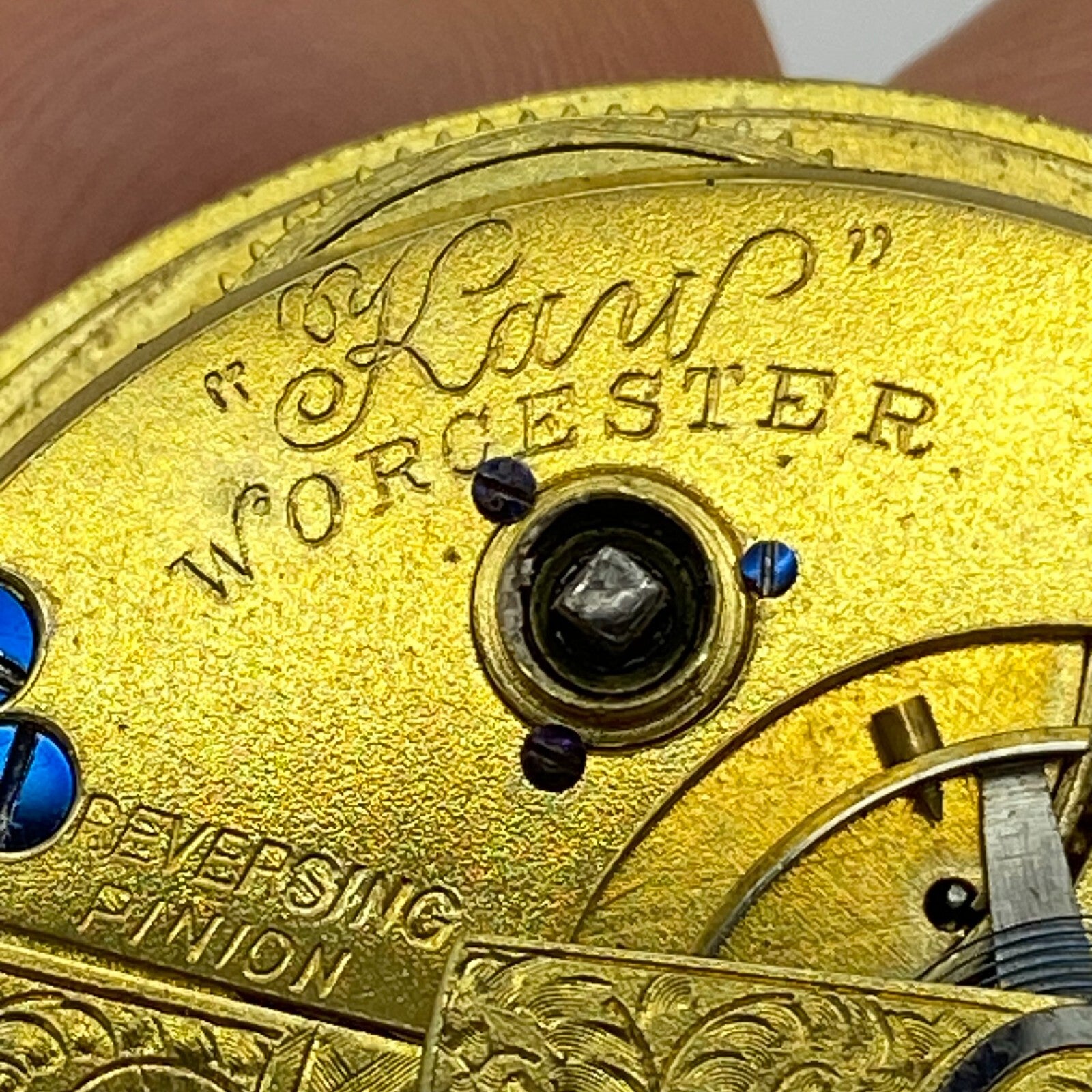 44.6mm Antique Kay Worcester Reversing Pinion Pocket Watch Movement PARTS