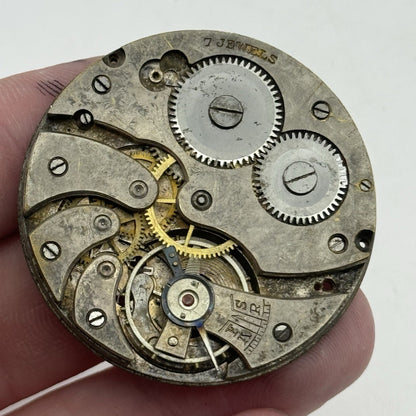 41.4mm Unidentified Thin 7 Jewels Vintage Pocket Watch Movement PARTS REPAIR